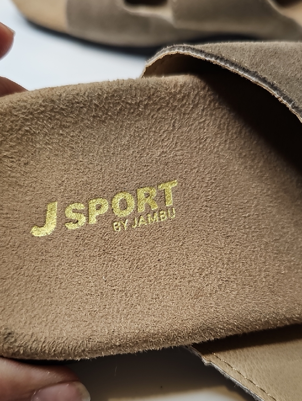 JSport by Jambu Women's Double-Buckle Suede Slide Sandal - Taupe Size 8M - Picture 4 of 6